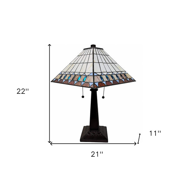 Homeroots 22" Dark Brown Metal Two Light Candlestick Table Lamp With Off White Empire Shade   478140