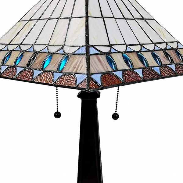 Homeroots 22" Dark Brown Metal Two Light Candlestick Table Lamp With Off White Empire Shade   478140