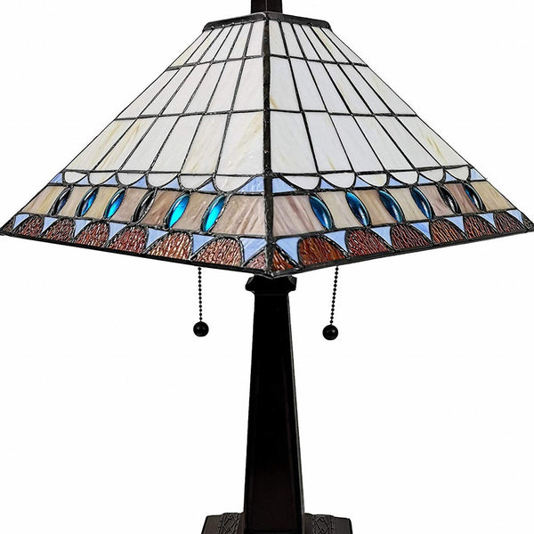 Homeroots 22" Dark Brown Metal Two Light Candlestick Table Lamp With Off White Empire Shade   478140