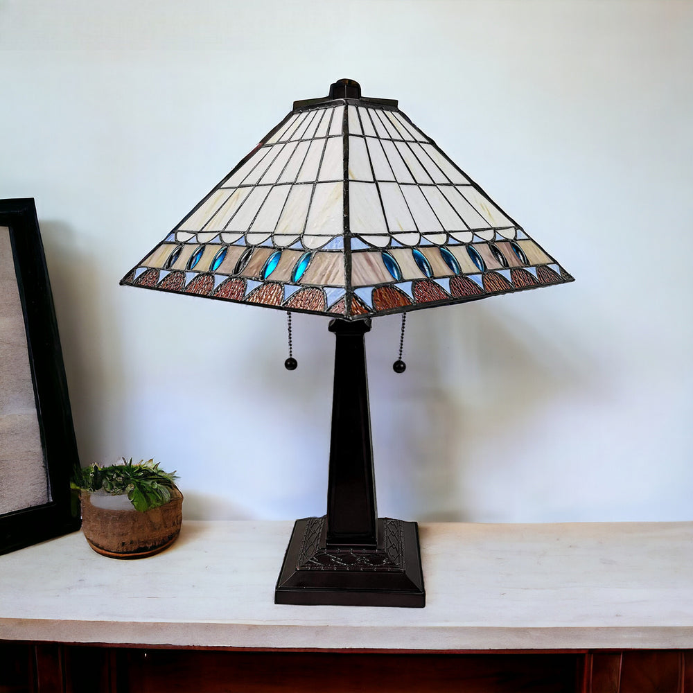 Homeroots 22" Dark Brown Metal Two Light Candlestick Table Lamp With Off White Empire Shade   478140