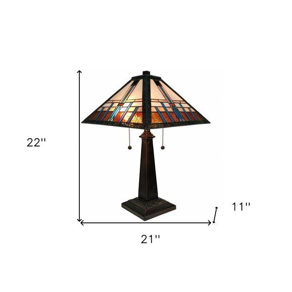 Homeroots 22" Dark Brown Metal Two Light Candlestick Table Lamp With Off White Empire Shade   478141