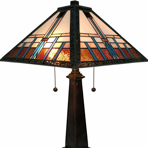 Homeroots 22" Dark Brown Metal Two Light Candlestick Table Lamp With Off White Empire Shade   478141