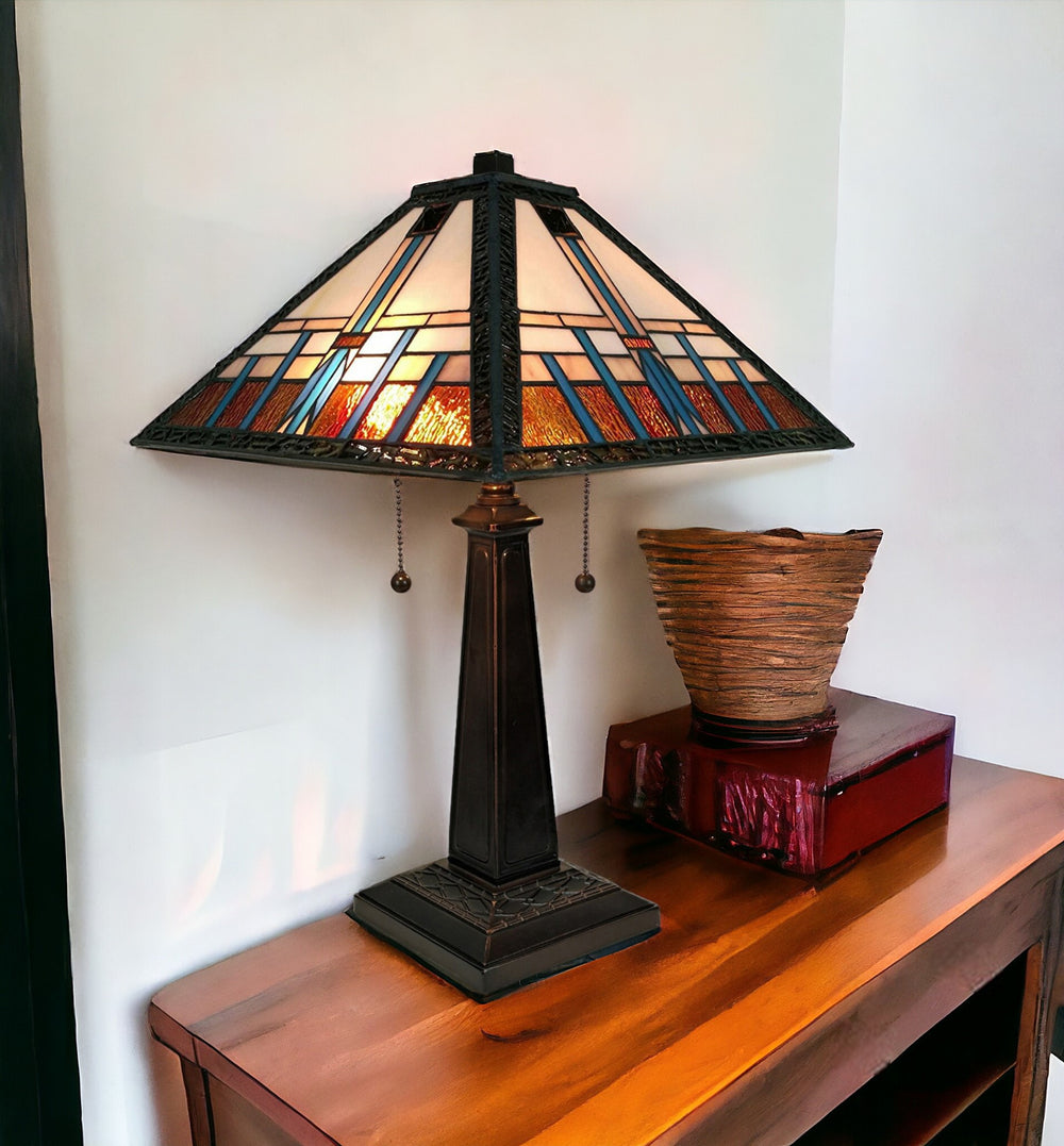 Homeroots 22" Dark Brown Metal Two Light Candlestick Table Lamp With Off White Empire Shade   478141