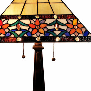 Homeroots 22" Dark Brown Metal Two Light Candlestick Table Lamp With Orange Empire Shade   478142