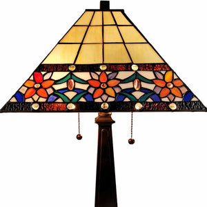 Homeroots 22" Dark Brown Metal Two Light Candlestick Table Lamp With Orange Empire Shade   478142