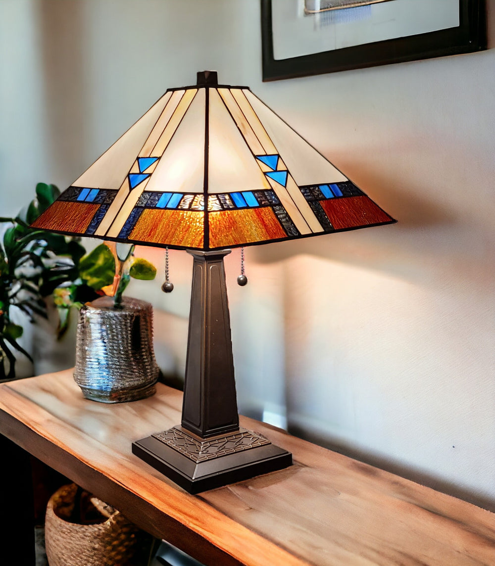 Homeroots 22" Dark Brown Metal Two Light Candlestick Table Lamp With Off White Empire Shade   478143