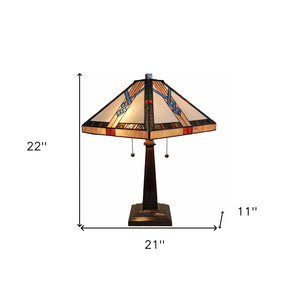 Homeroots 22" Dark Brown Metal Two Light Candlestick Table Lamp With Off White Empire Shade   478144
