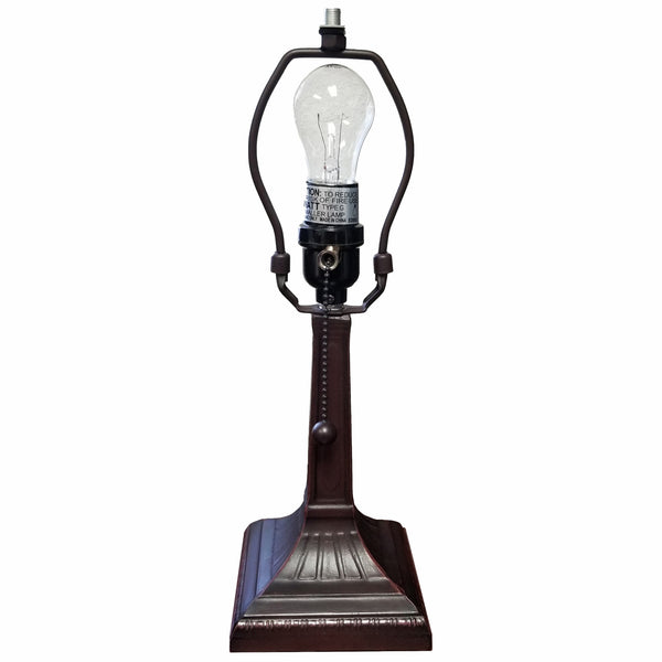 Homeroots 15" Dark Brown Metal Candlestick Table Lamp With Pink And Black Empire Shade   478145