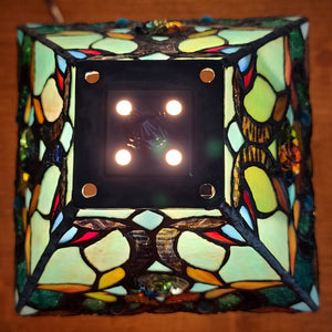 Homeroots 15" Dark Brown Metal Candlestick Table Lamp With Green And Black Shade   478146