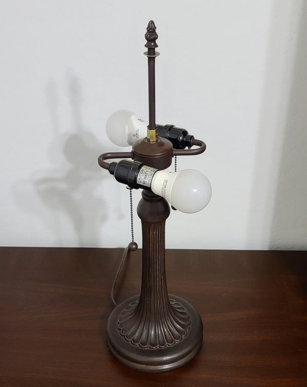 Homeroots 23" Dark Brown Metal Two Light Candlestick Table Lamp With White Shade   478148