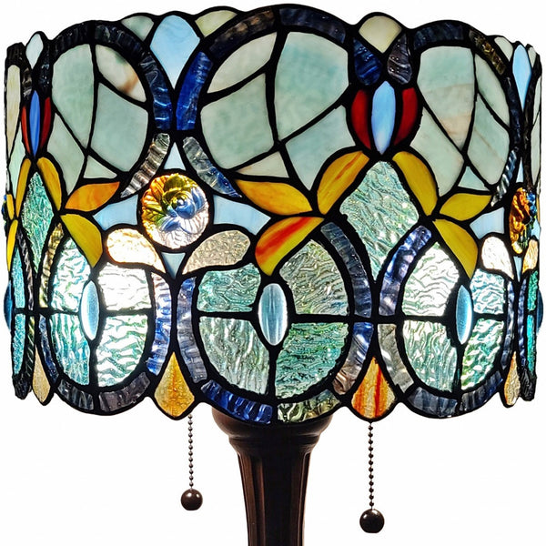 Homeroots 22" Dark Brown Metal Two Light Candlestick Table Lamp With Green Shade   478150