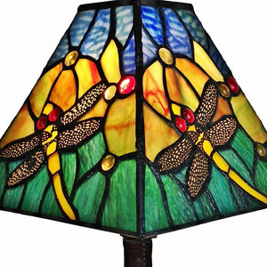 Homeroots 15" Dark Brown Metal Candlestick Table Lamp With Green Empire Shade   478151