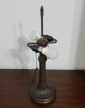 Homeroots 23" Dark Brown Metal Two Light Candlestick Table Lamp With White Shade   478154