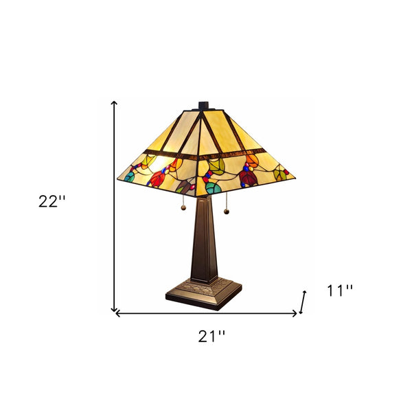 HomeRoots 22" Elegant Dark Brown Metal Candlestick Table Lamp with White Shade for Living Room & Bedroom 478156