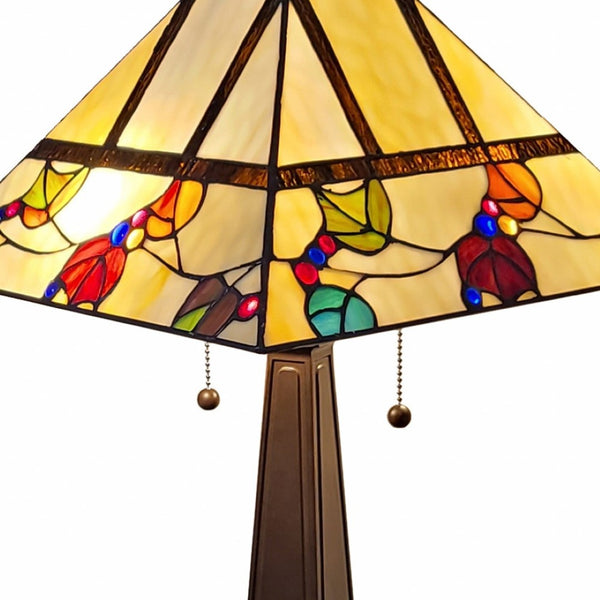 HomeRoots 22" Elegant Dark Brown Metal Candlestick Table Lamp with White Shade for Living Room & Bedroom 478156