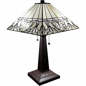 HomeRoots 22" Elegant Dark Brown Metal Two-Light Candlestick Table Lamp with Vintage White Shade Design 478157