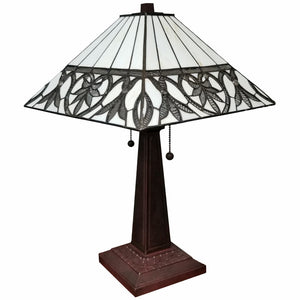 HomeRoots 22" Elegant Dark Brown Metal Two-Light Candlestick Table Lamp with Vintage White Shade Design 478157