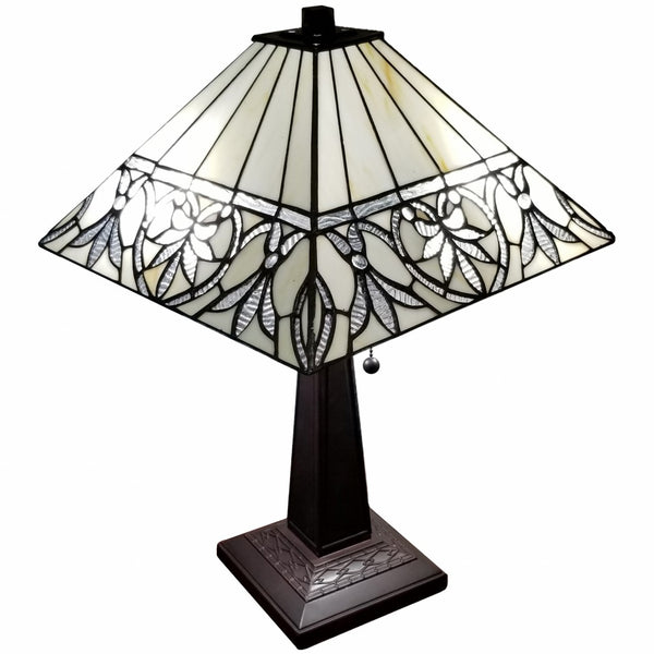 HomeRoots 22" Elegant Dark Brown Metal Two-Light Candlestick Table Lamp with Vintage White Shade Design 478157