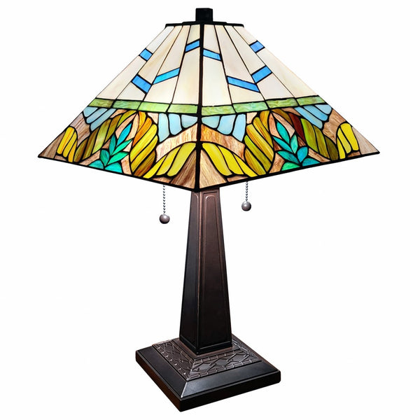HomeRoots 22" Dark Brown Metal Candlestick Table Lamp with Dual Light Control & Elegant White Shade 478158