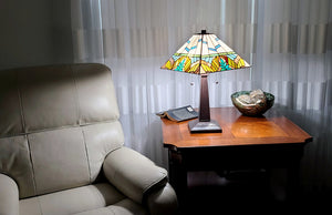 HomeRoots 22" Dark Brown Metal Candlestick Table Lamp with Dual Light Control & Elegant White Shade 478158