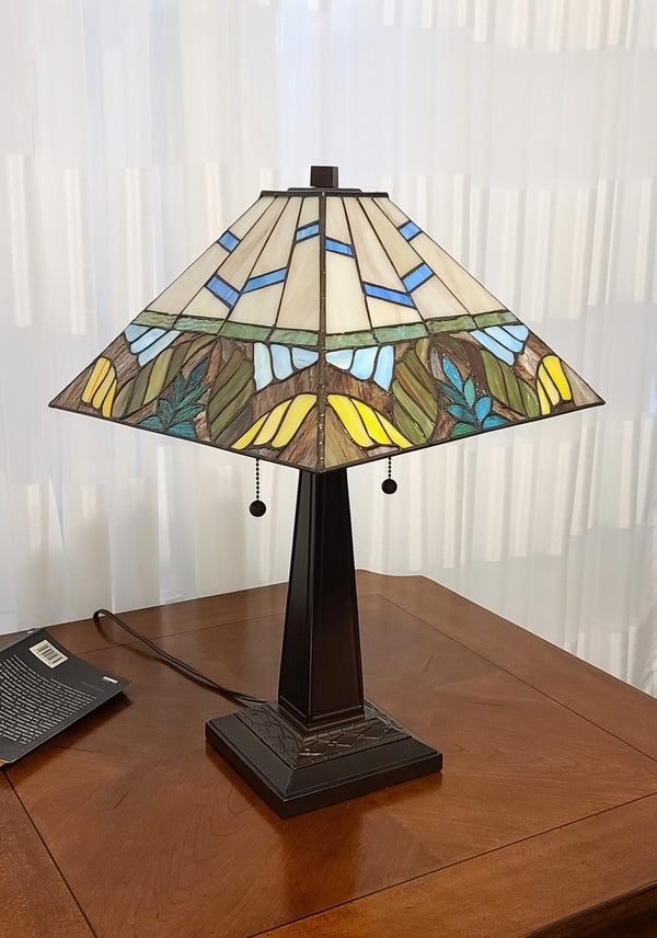 HomeRoots 22" Dark Brown Metal Candlestick Table Lamp with Dual Light Control & Elegant White Shade 478158