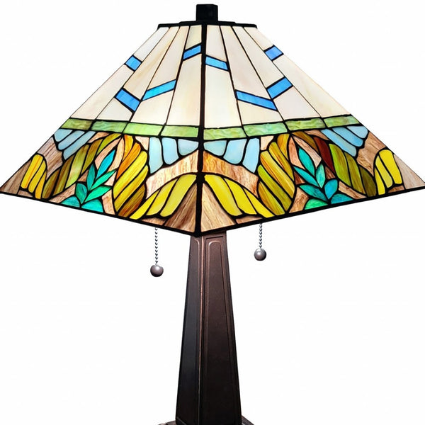 HomeRoots 22" Dark Brown Metal Candlestick Table Lamp with Dual Light Control & Elegant White Shade 478158
