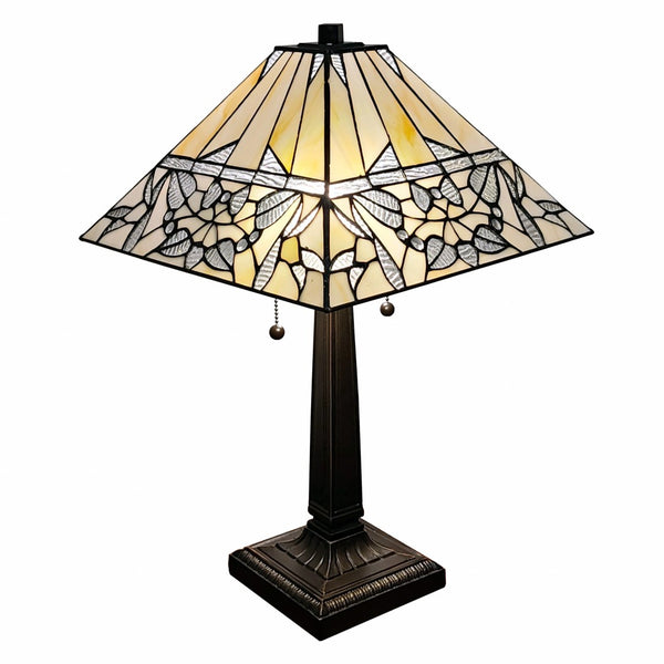 HomeRoots 22" Dark Brown Metal Candlestick Table Lamp with Dual Lights & White Shade for Cozy Ambience 478160