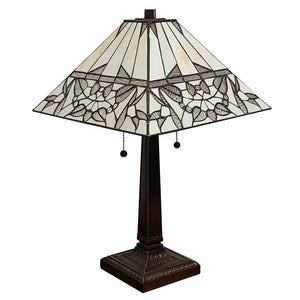 HomeRoots 22" Dark Brown Metal Candlestick Table Lamp with Dual Lights & White Shade for Cozy Ambience 478160