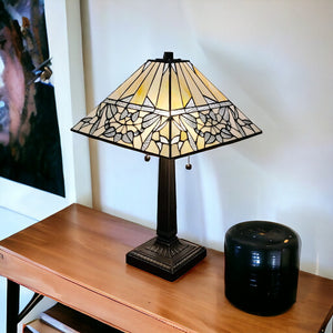 HomeRoots 22" Dark Brown Metal Candlestick Table Lamp with Dual Lights & White Shade for Cozy Ambience 478160