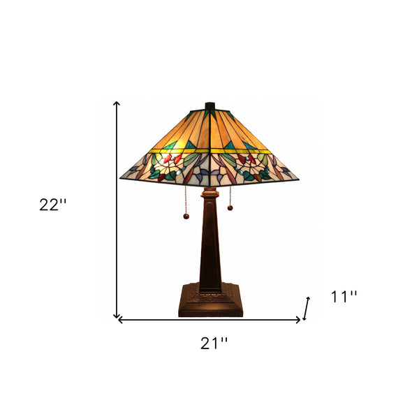 Homeroots 22" Dark Brown Metal Two Light Candlestick Table Lamp With White Empire Shade   478161