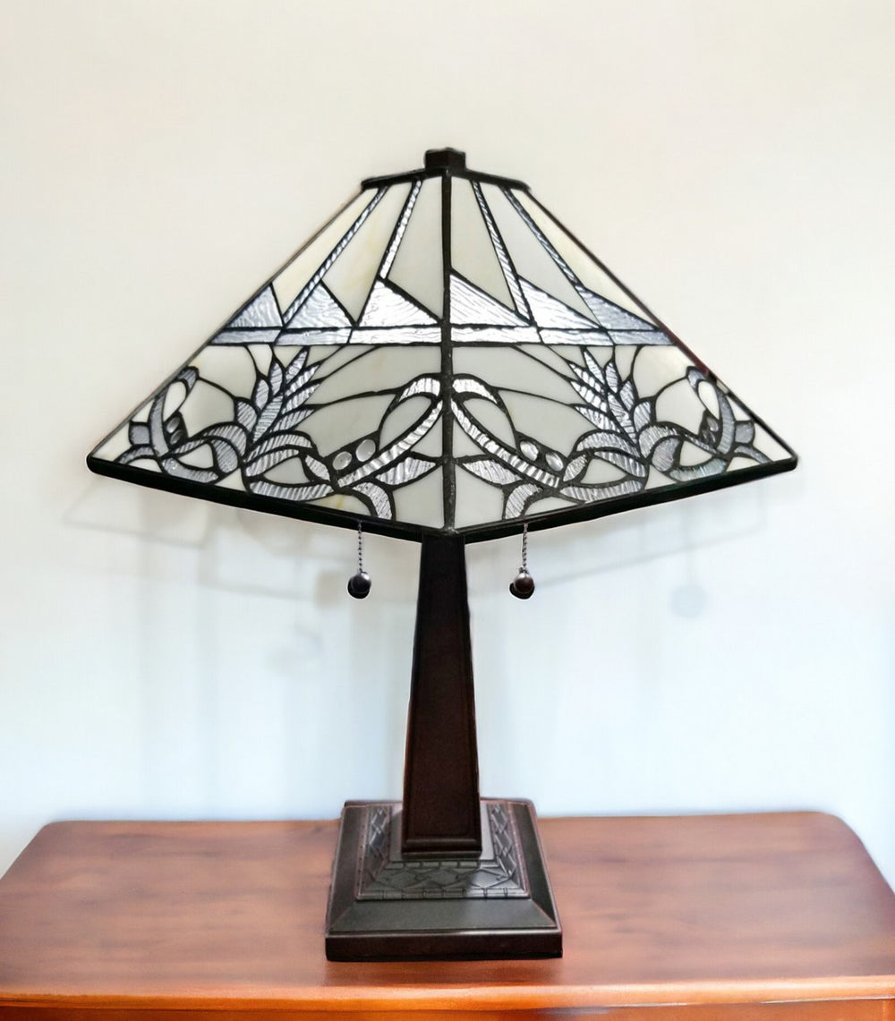 HomeRoots 22" Dark Brown Metal Two-Light Candlestick Table Lamp with Vintage White Shade for Elegant Decor 478163