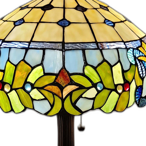 Homeroots 23" Dark Brown Metal Two Light Candlestick Table Lamp With Green Shade   478165