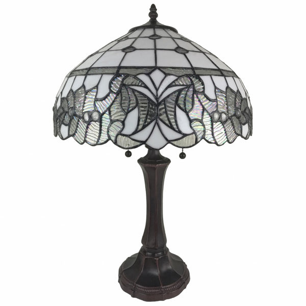 HomeRoots 23" Elegant Dark Brown Metal Two-Light Candlestick Table Lamp with White Shade for Timeless Style 478166