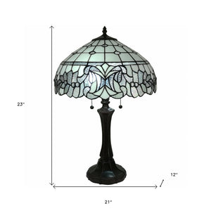 HomeRoots 23" Elegant Dark Brown Metal Two-Light Candlestick Table Lamp with White Shade for Timeless Style 478166