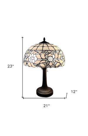 Homeroots 23" Dark Brown Metal Two Light Candlestick Table Lamp With White Shade   478167