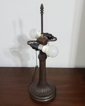 Homeroots 23" Dark Brown Metal Two Light Candlestick Table Lamp With White Shade   478167