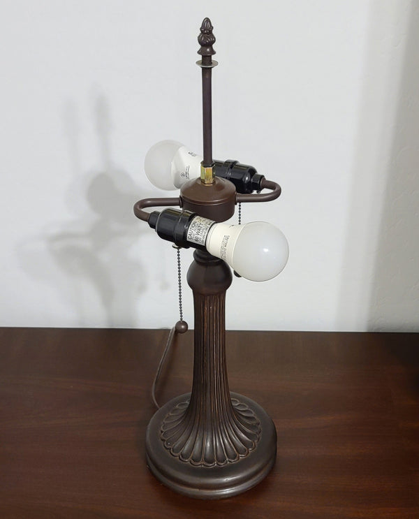 Homeroots 23" Dark Brown Metal Two Light Candlestick Table Lamp With White Shade   478167