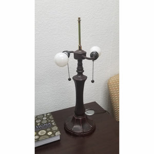 Homeroots 23" Dark Brown Metal Two Light Candlestick Table Lamp With White Shade   478168