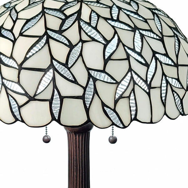 Homeroots 23" Dark Brown Metal Two Light Candlestick Table Lamp With White Shade   478169