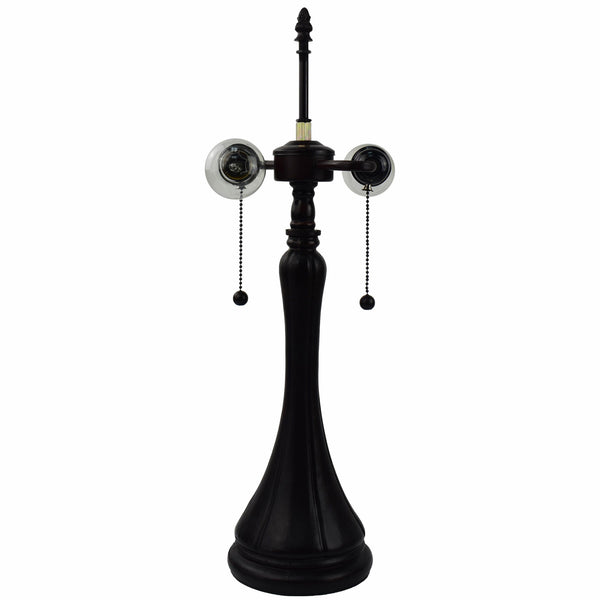 Homeroots 21" Dark Brown Metal Two Light Candlestick Table Lamp With Beige Shade   478170