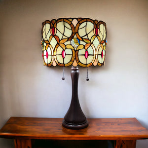 Homeroots 21" Dark Brown Metal Two Light Candlestick Table Lamp With Beige Shade   478170