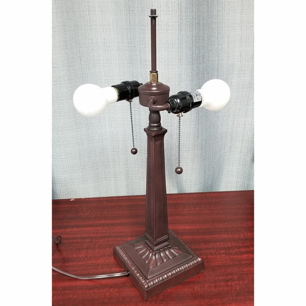 Homeroots 22" Dark Brown Metal Two Light Candlestick Table Lamp With Beige Empire Shade   478172
