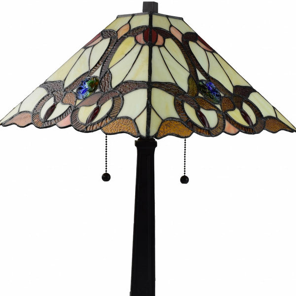 Homeroots 22" Dark Brown Metal Two Light Candlestick Table Lamp With Beige Empire Shade   478172