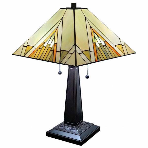 HomeRoots 22" Dark Brown Metal Two-Light Candlestick Table Lamp with Beige Shade for Vintage Charm & Style 478173
