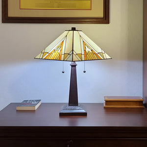 HomeRoots 22" Dark Brown Metal Two-Light Candlestick Table Lamp with Beige Shade for Vintage Charm & Style 478173