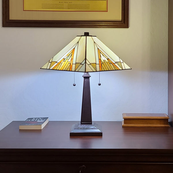 HomeRoots 22" Dark Brown Metal Two-Light Candlestick Table Lamp with Beige Shade for Vintage Charm & Style 478173