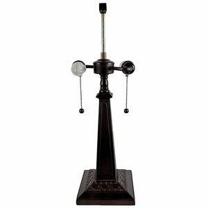 HomeRoots 22" Dark Brown Metal Two-Light Candlestick Table Lamp with Beige Shade for Vintage Charm & Style 478173