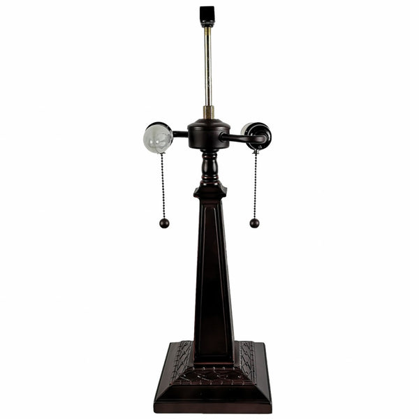 HomeRoots 22" Dark Brown Metal Two-Light Candlestick Table Lamp with Beige Shade for Vintage Charm & Style 478173