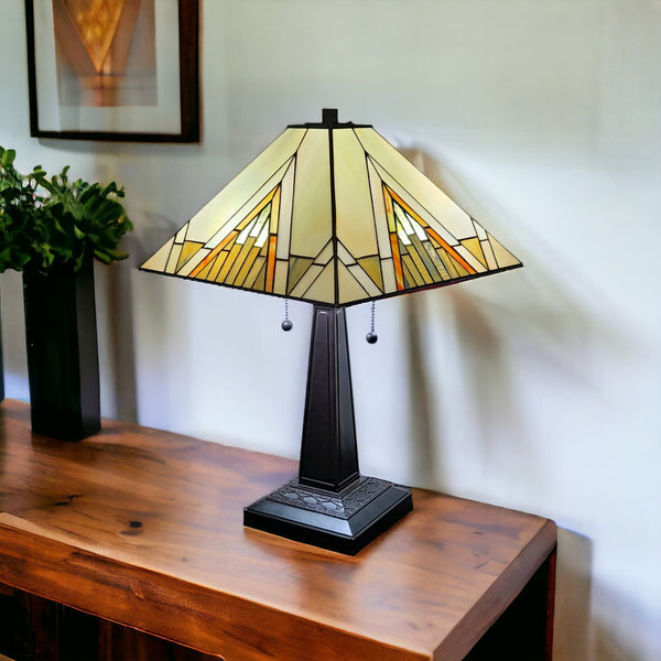 HomeRoots 22" Dark Brown Metal Two-Light Candlestick Table Lamp with Beige Shade for Vintage Charm & Style 478173