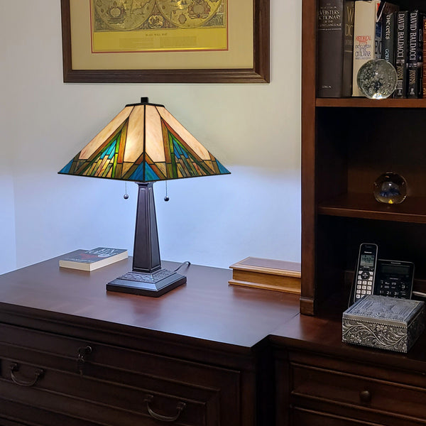 Homeroots 22" Dark Brown Metal Two Light Candlestick Table Lamp With Beige Shade   478174